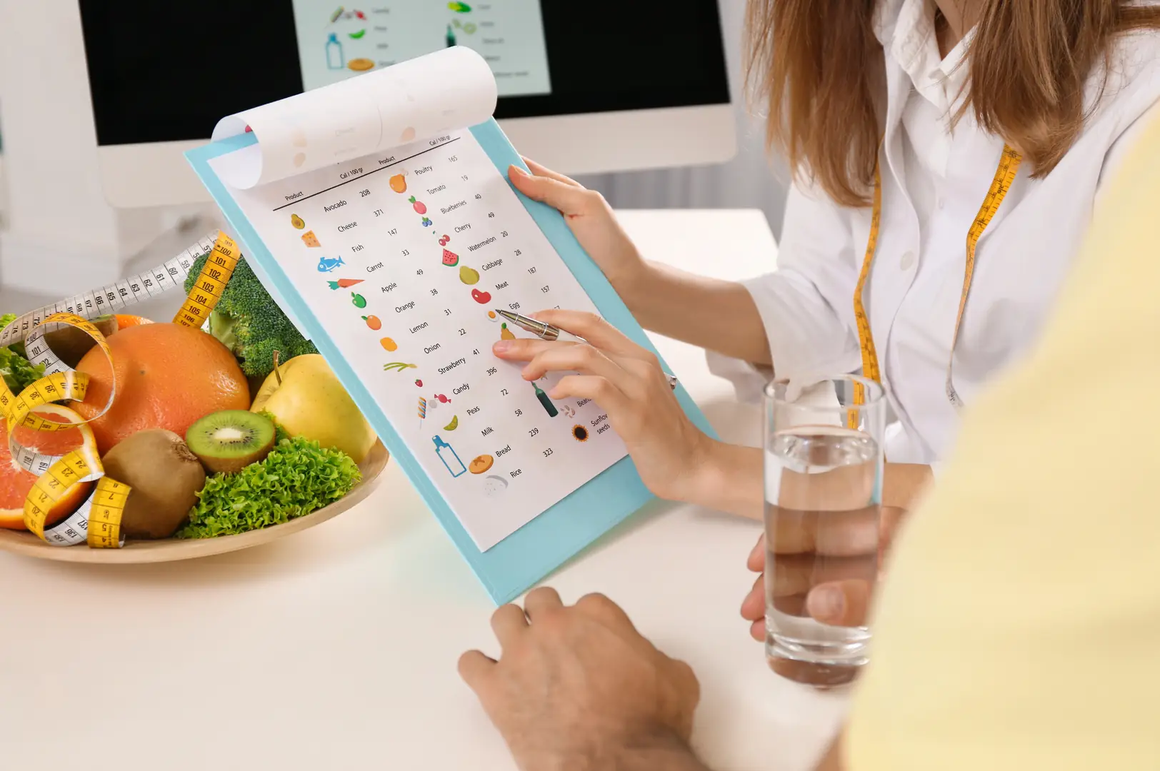Meal planning notes after a dietetics consultation.